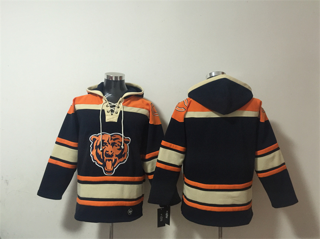 Men's Navy Chicago Bears Blank Ageless Must-Have Lace-Up Pullover Hoodie